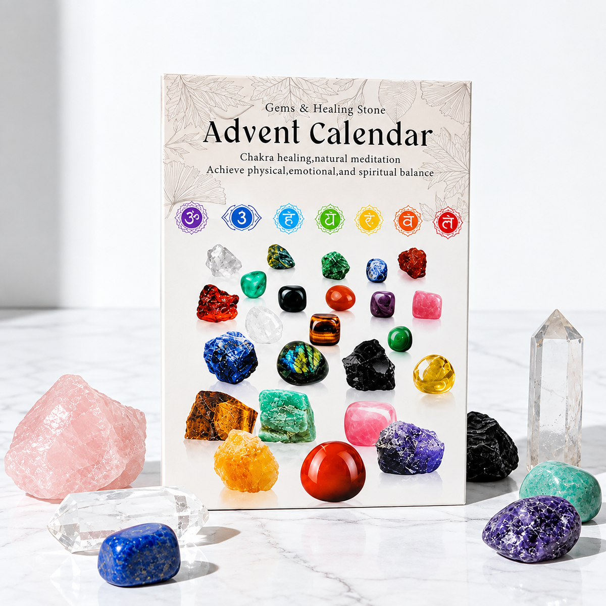 ❤100% Hand-carved -💎Crystals Advent Calendar 2026-24 Days Chakra Crystals&Healing Stones🔮