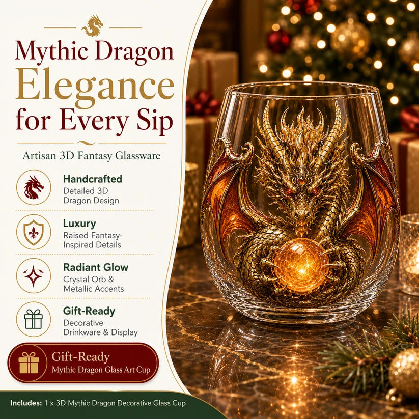🐉✨ 3D Mythic Dragon Glass Art Cup | Luxury Raised Fantasy Glassware for Whiskey, Home Bar Décor & Legendary Gifts🎁