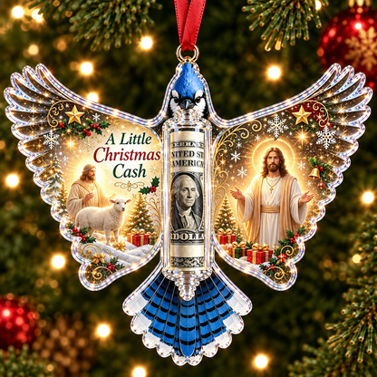 🦜 💵 Christmas Cash Gift Blue Jay Ornament – Holiday Money Holder Keepsake 🎄 ✨