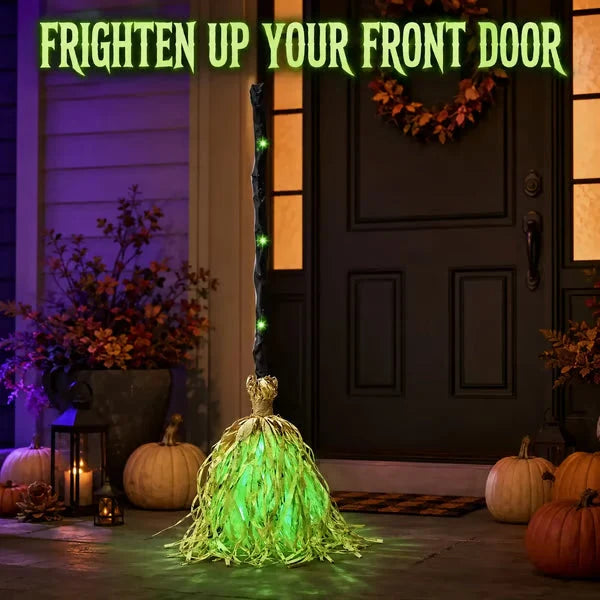 🧙‍♀️🧹Magic Halloween Animated Moving Witch Broom Light‑Sound‑Motion