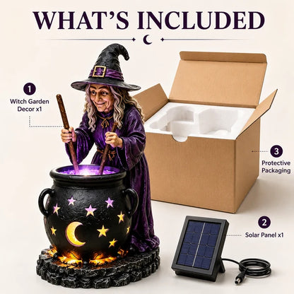 🧙‍♀️🏡Halloween Witch Glowing Cauldron Solar Light