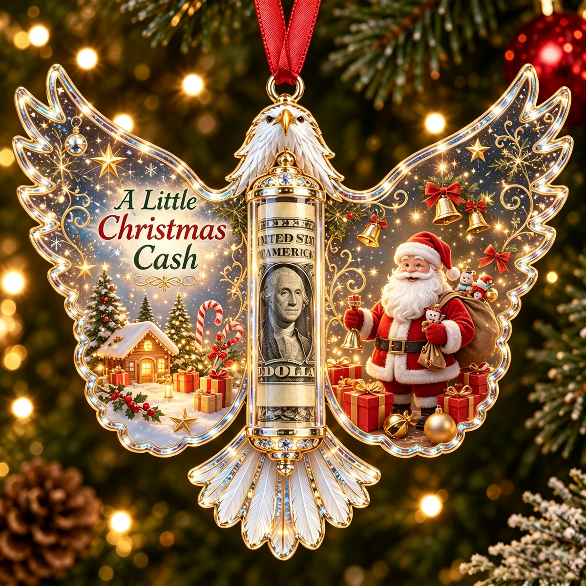🦅 💵 Christmas Cash Gift Bald Eagle Ornament – Holiday Money Holder Keepsake 🎄 ✨