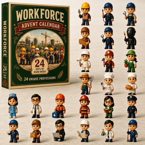 👷‍♂️👨‍🔧Workforce Advent Calendar | 24 Unique Professions Mini Figurines Christmas Gift Box