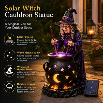 🧙‍♀️🏡Halloween Witch Glowing Cauldron Solar Light