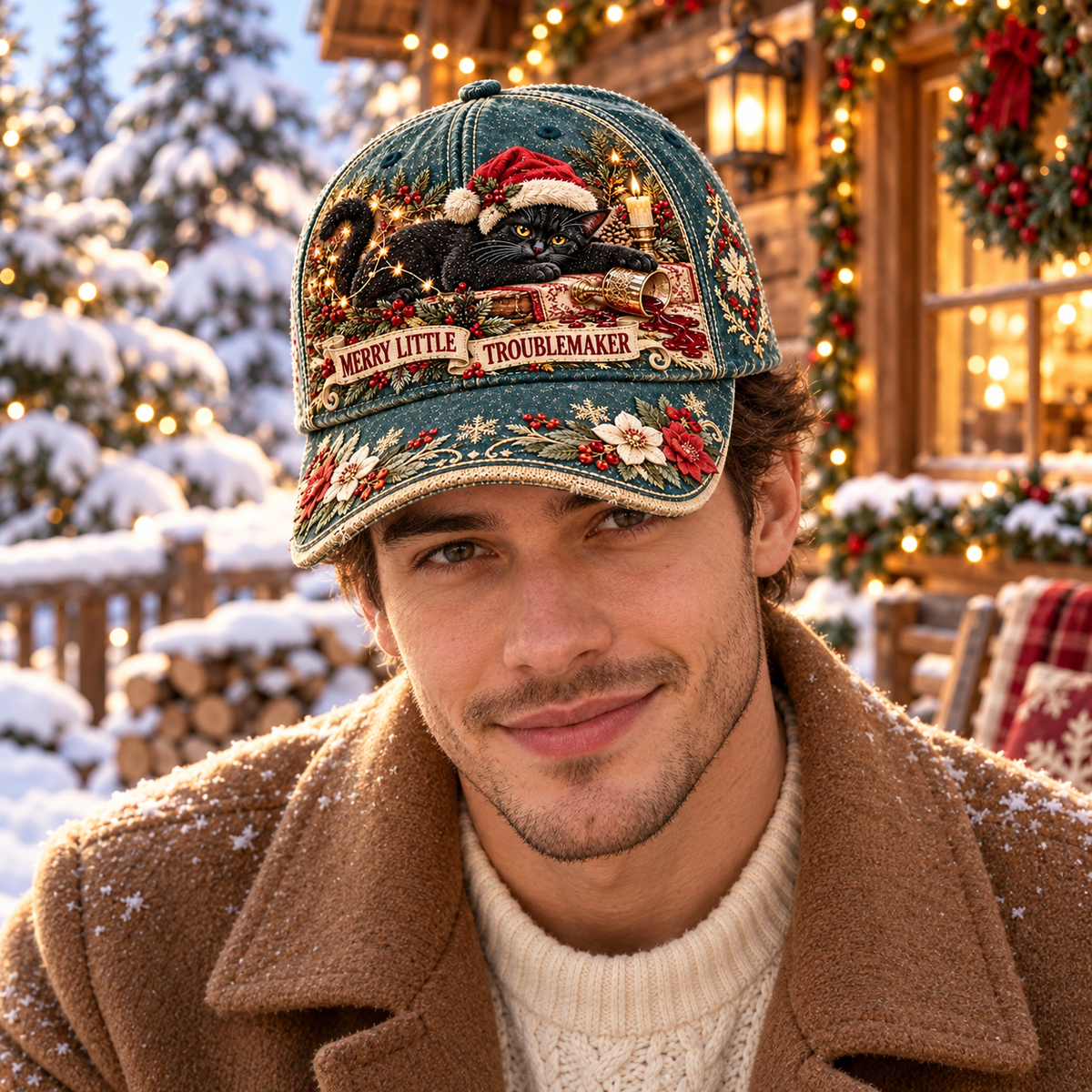 Vintage Santa Kitty Embroidered Dad Cap🧢