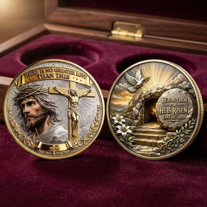 ✝️ No Greater Love Resurrection Coin — A Christian Keepsake of Faith, Sacrifice & Hope