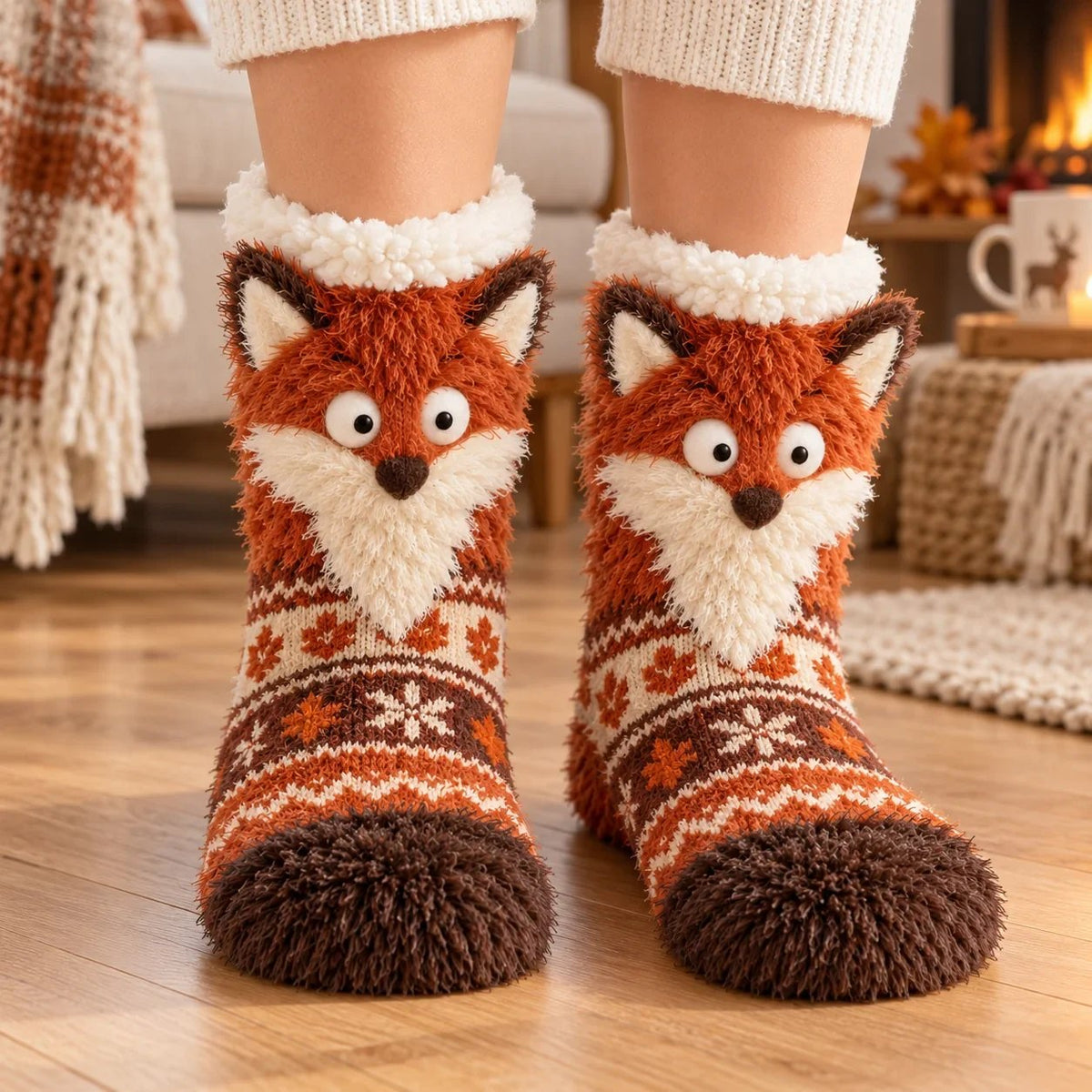 Cute Animal 3D Plush Crew Socks 🦊🐦🦦🦉