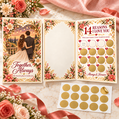 14 Reasons I Love You Scratch Off Card, Romantic Couple Scratch Card, Anniversary Love Keepsake Gift