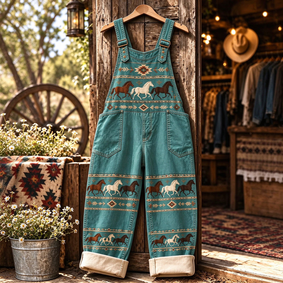 🐎 Western Horse Printed Overalls
