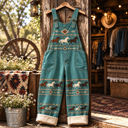 🐎 Western Horse Printed Overalls
