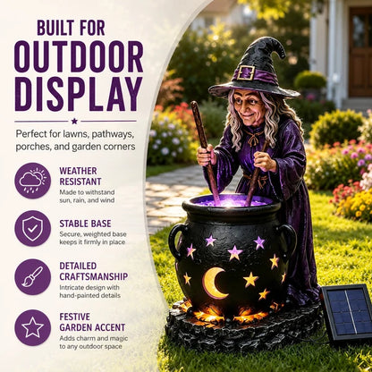 🧙‍♀️🏡Halloween Witch Glowing Cauldron Solar Light