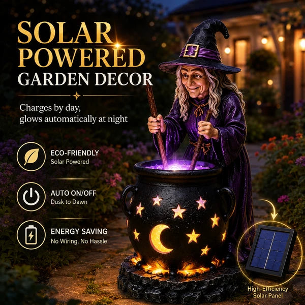 🧙‍♀️🏡Halloween Witch Glowing Cauldron Solar Light