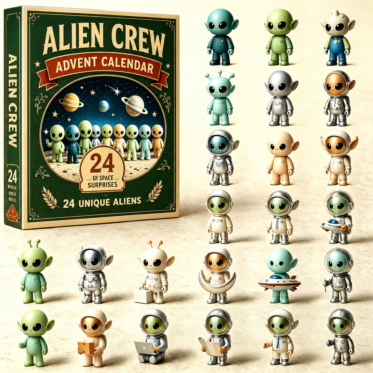 👽🛸Alien Crew Advent Calendar | 24 Unique Mini Alien Figures