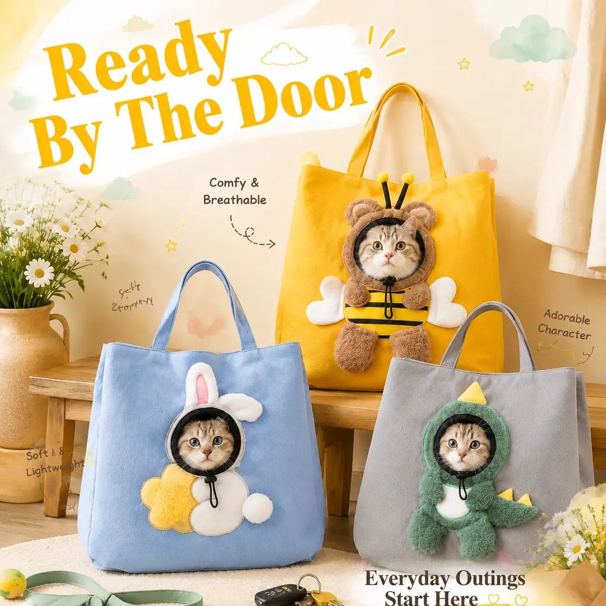 Soft Breathable Cat Tote Bag, Small Dog Travel Shoulder Bag for Outdoor Travel