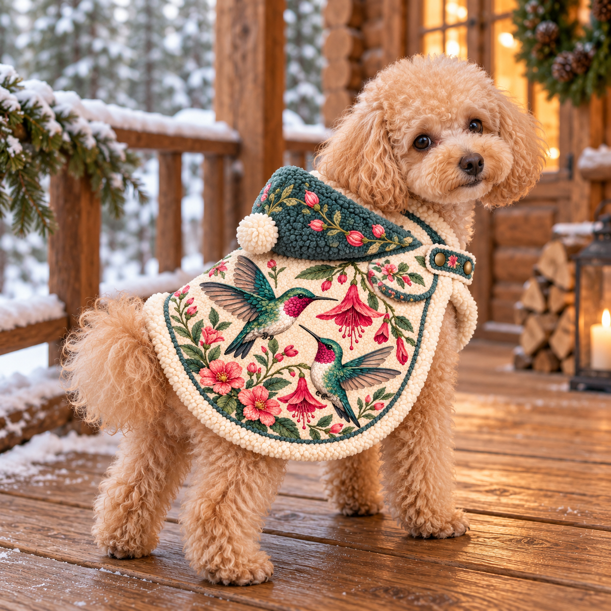 Garden Wildlife Pet Warm Cloak | Soft Fleece Hooded Pet Outfit