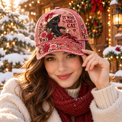 Vintage Santa Kitty Embroidered Dad Cap🧢