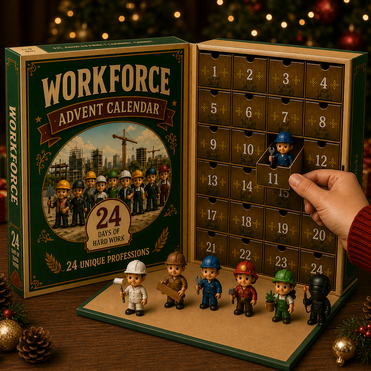 👷‍♂️👨‍🔧Workforce Advent Calendar | 24 Unique Professions Mini Figurines Christmas Gift Box
