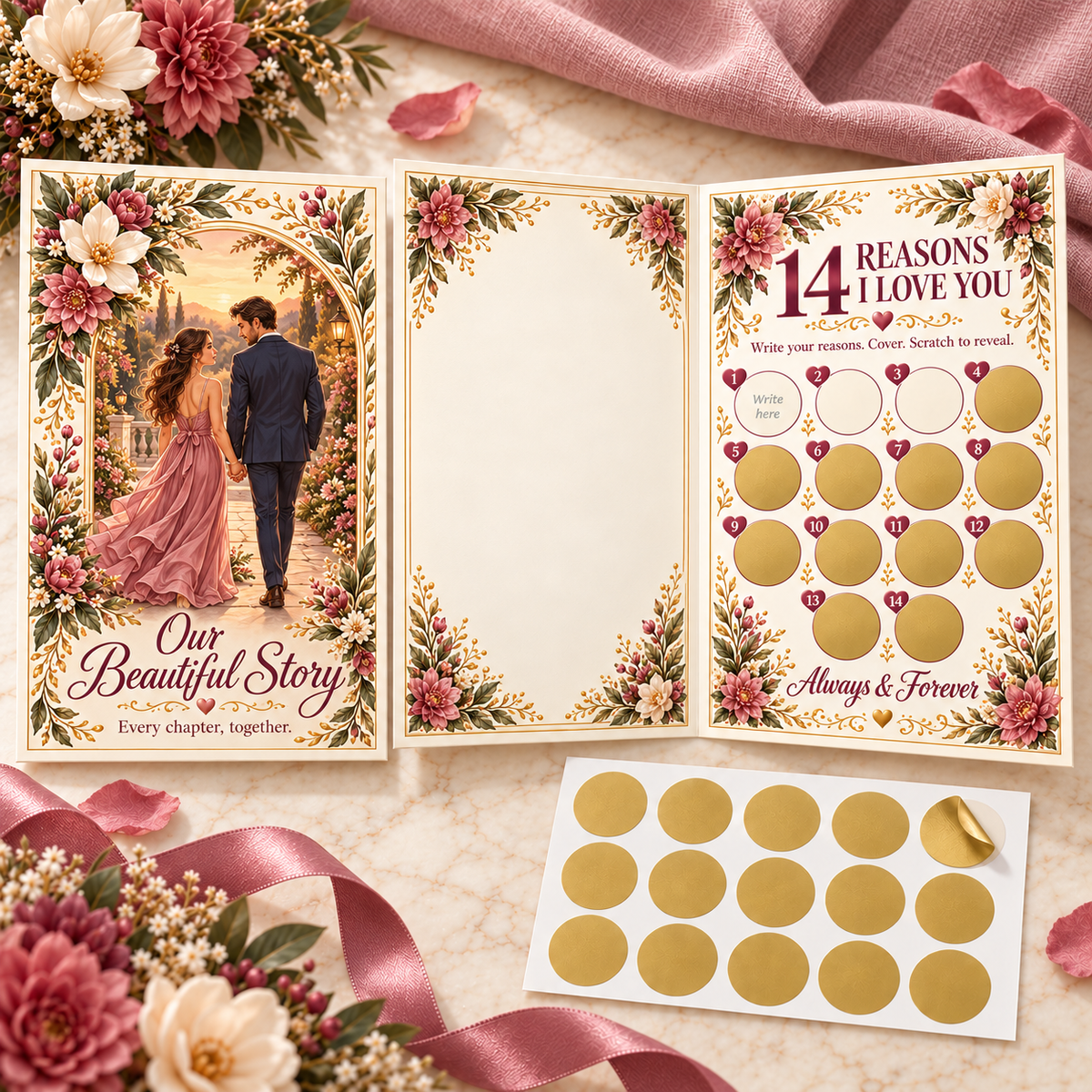 14 Reasons I Love You Scratch Off Card, Romantic Couple Scratch Card, Anniversary Love Keepsake Gift