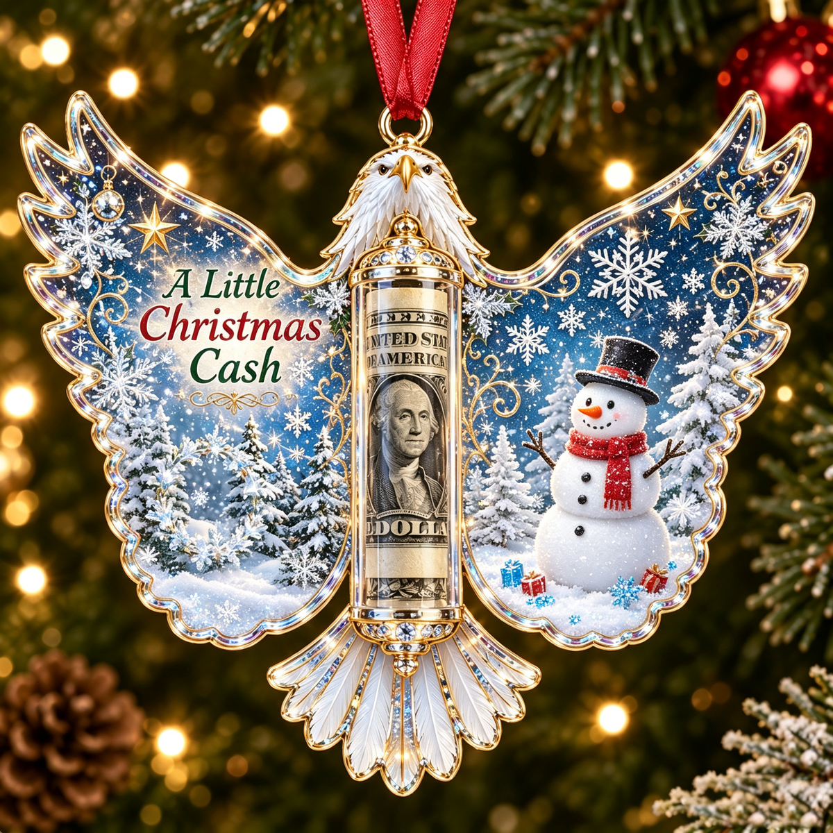 🦅 💵 Christmas Cash Gift Bald Eagle Ornament – Holiday Money Holder Keepsake 🎄 ✨
