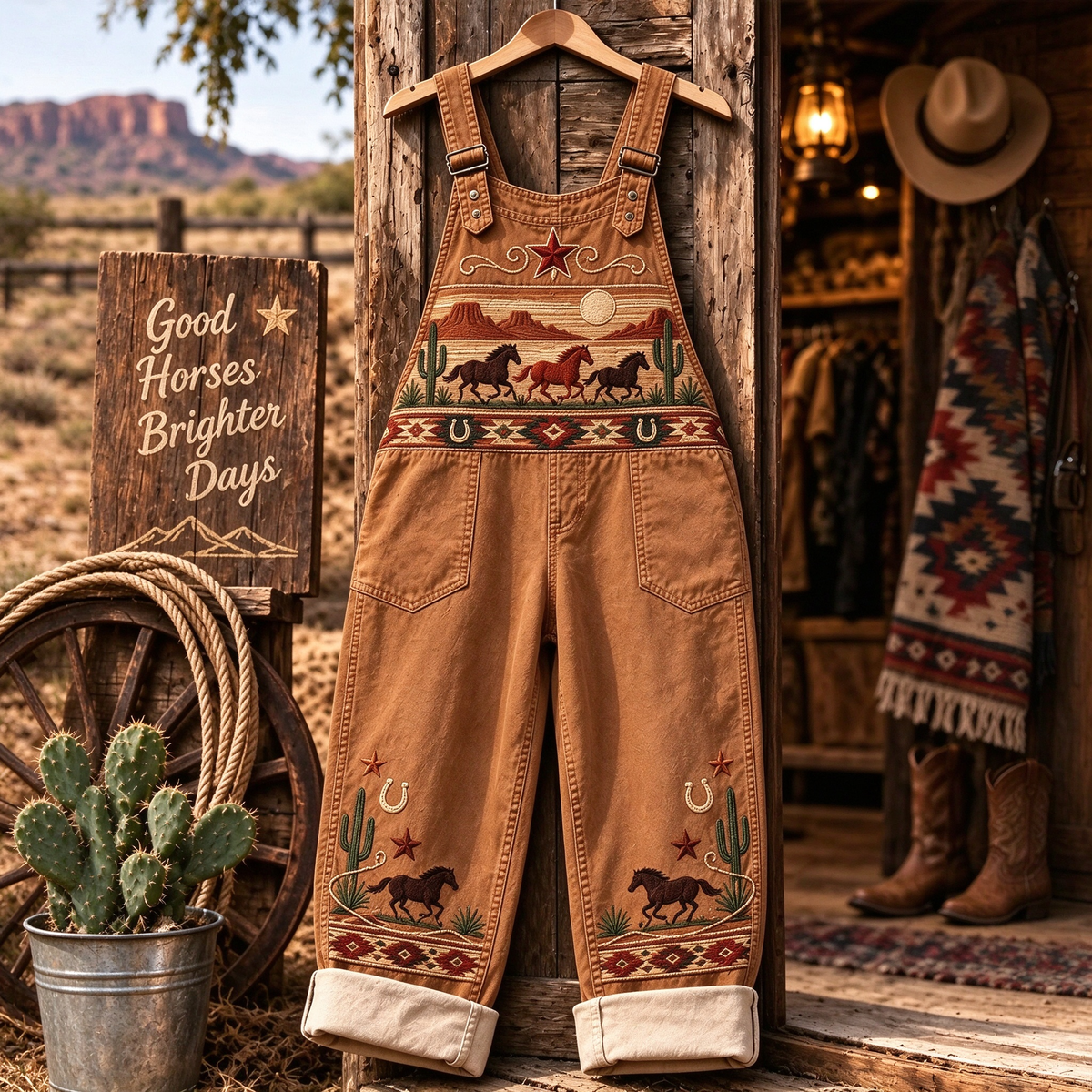 🐎 Western Horse Printed Overalls