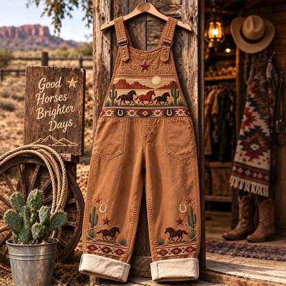🐎 Western Horse Printed Overalls