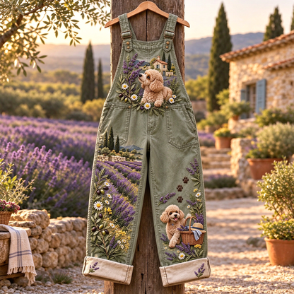🐶Cute Dog Print Denim Overalls