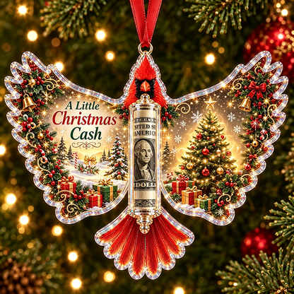 🐦 💵 Christmas Cash Gift Cardinal Ornament – Holiday Money Holder Keepsake 🎄 ✨