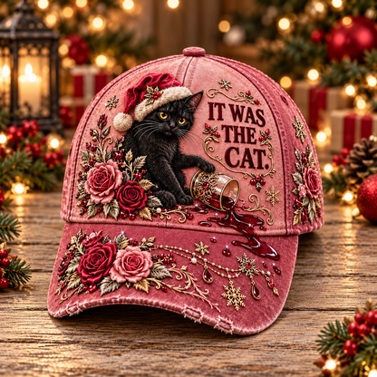 Vintage Santa Kitty Embroidered Dad Cap🧢