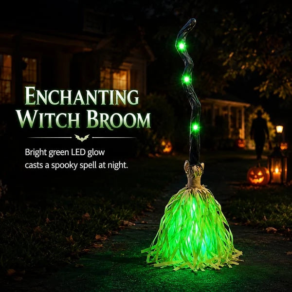 🧙‍♀️Magic Halloween Animated Moving Witch Broom Light‑Sound‑Motion🧹