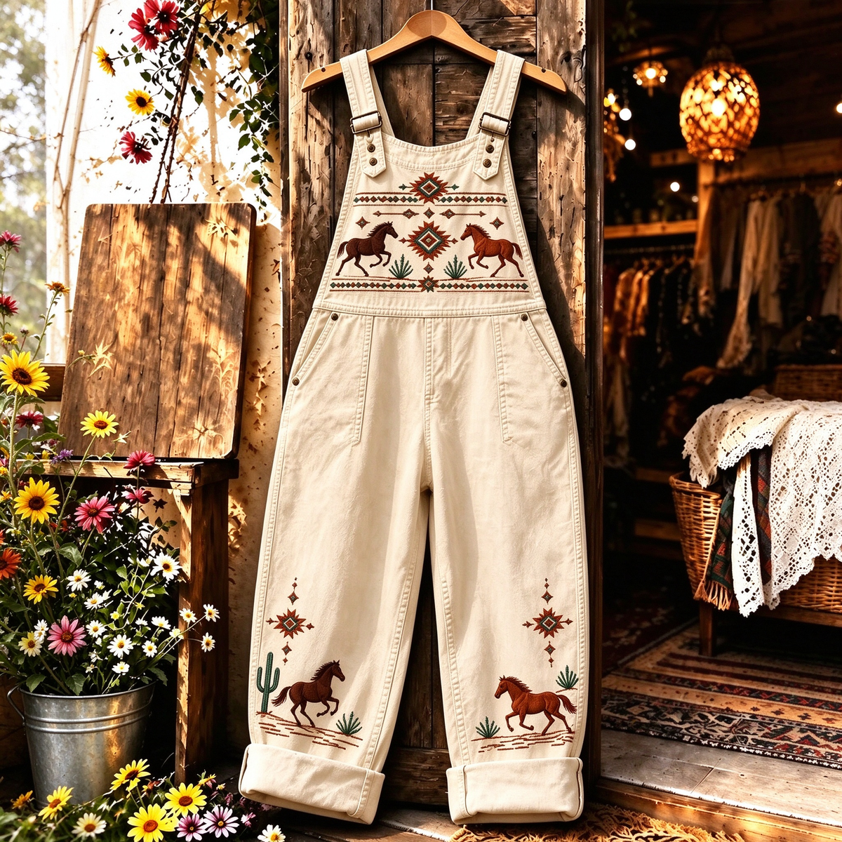 🐎 Western Horse Printed Overalls