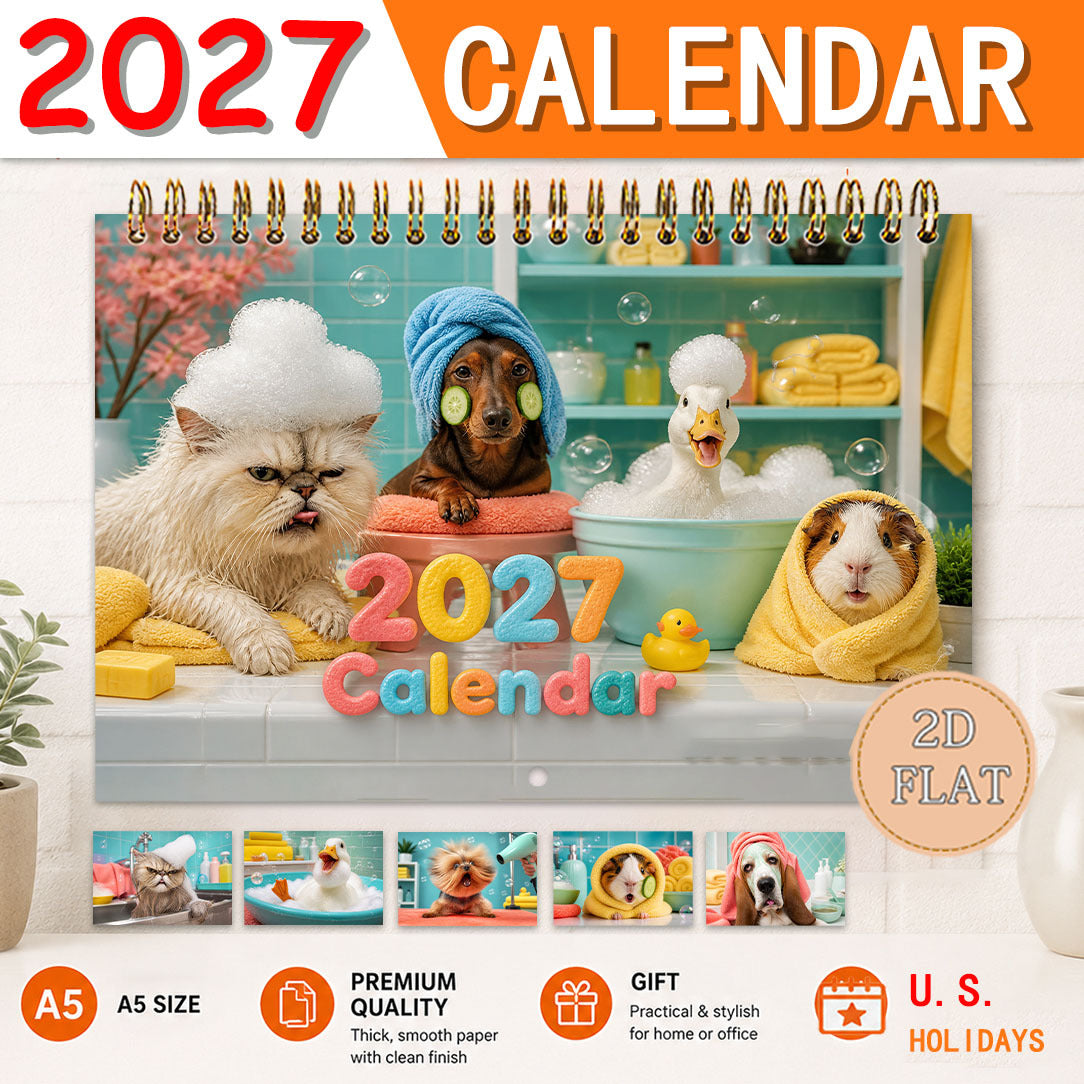 2027 Funny Illustration Wall Calendar 🎨🐱🐶