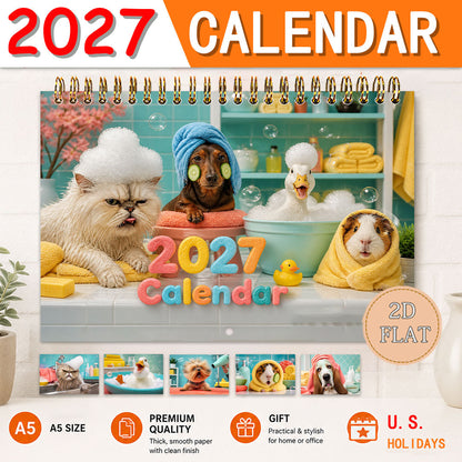2027 Funny Illustration Wall Calendar 🎨🐱🐶