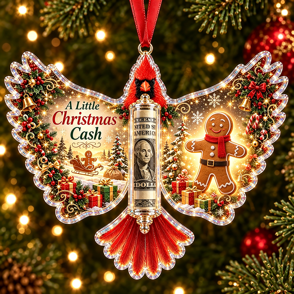 🐦 💵 Christmas Cash Gift Cardinal Ornament – Holiday Money Holder Keepsake 🎄 ✨