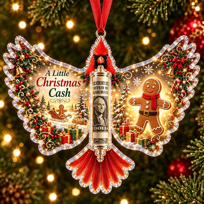 🐦 💵 Christmas Cash Gift Cardinal Ornament – Holiday Money Holder Keepsake 🎄 ✨