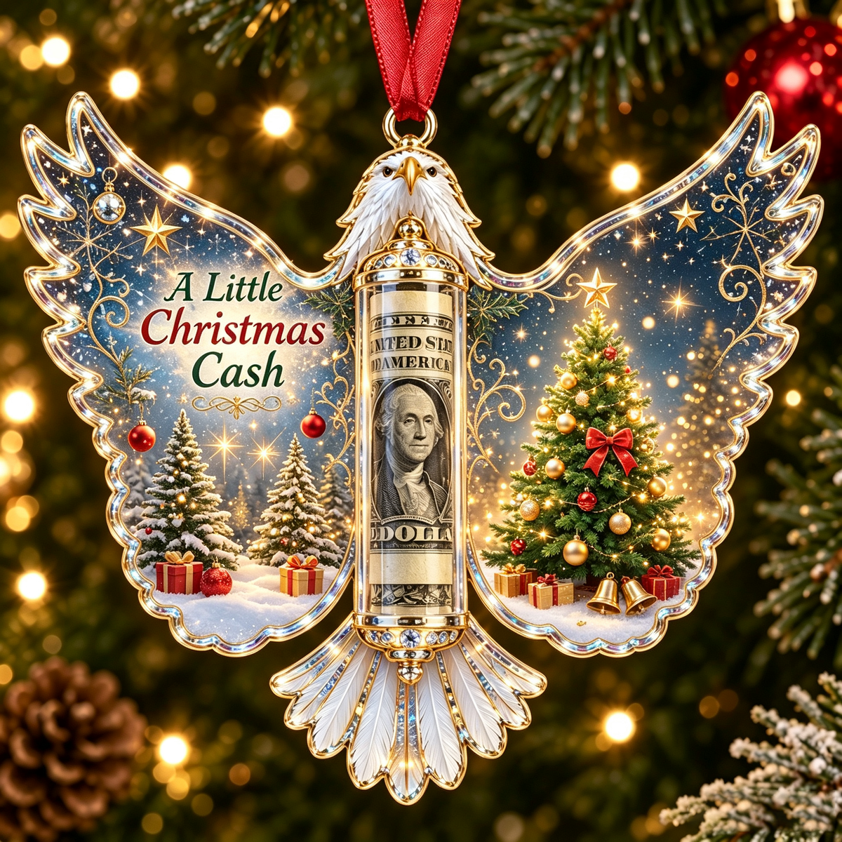 🦅 💵 Christmas Cash Gift Bald Eagle Ornament – Holiday Money Holder Keepsake 🎄 ✨