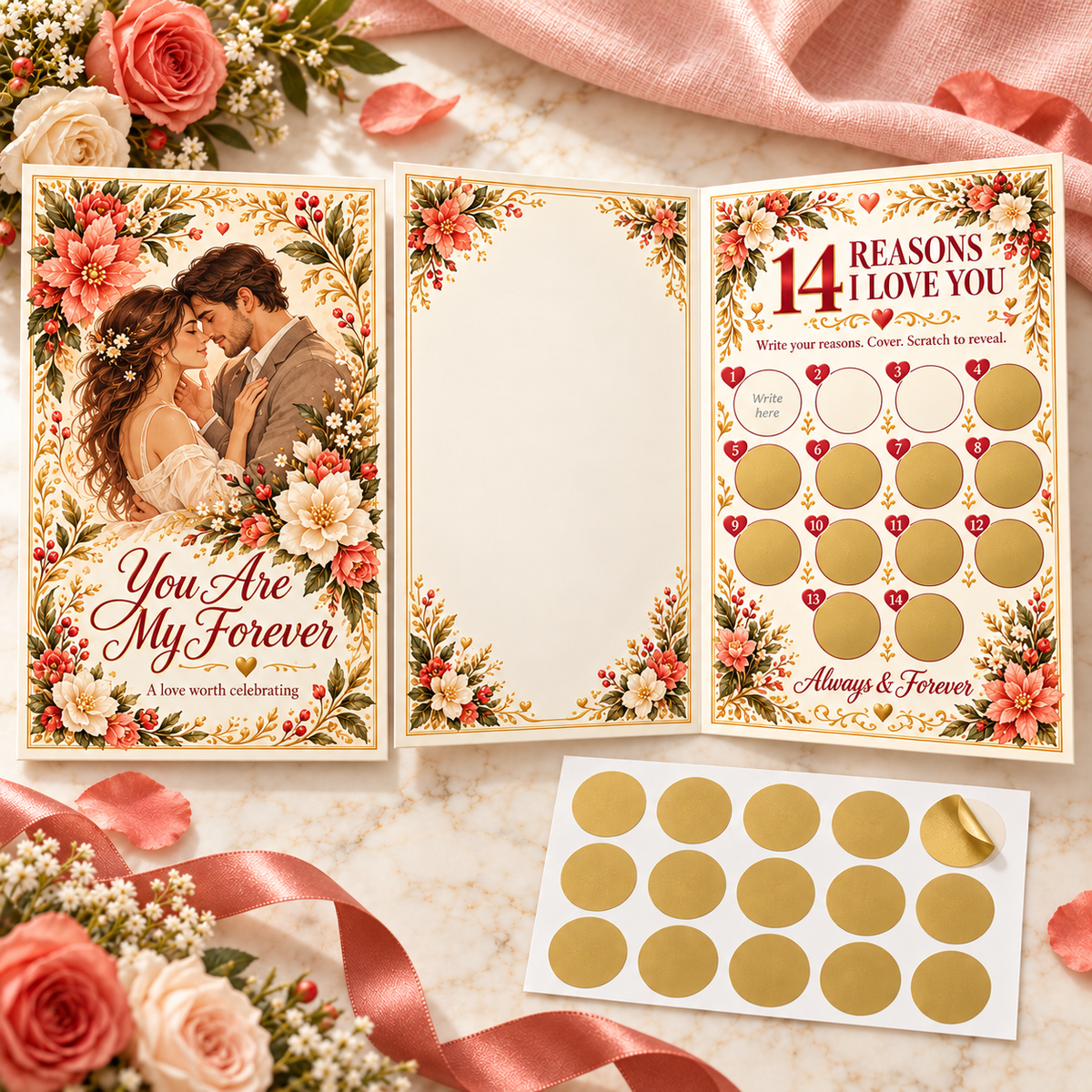 14 Reasons I Love You Scratch Off Card, Romantic Couple Scratch Card, Anniversary Love Keepsake Gift