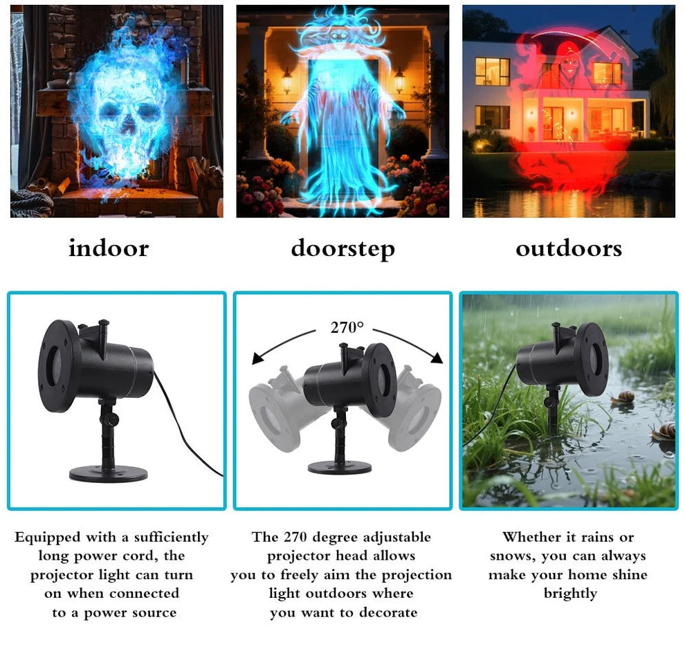 ☠️Halloween Skull Dynamic Light 10 Unique HD Projection Patterns