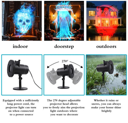 ☠️Halloween Skull Dynamic Light 10 Unique HD Projection Patterns