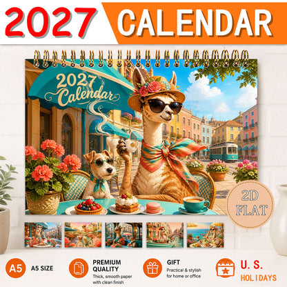 2027 Funny Illustration Wall Calendar 🎨🐱🐶