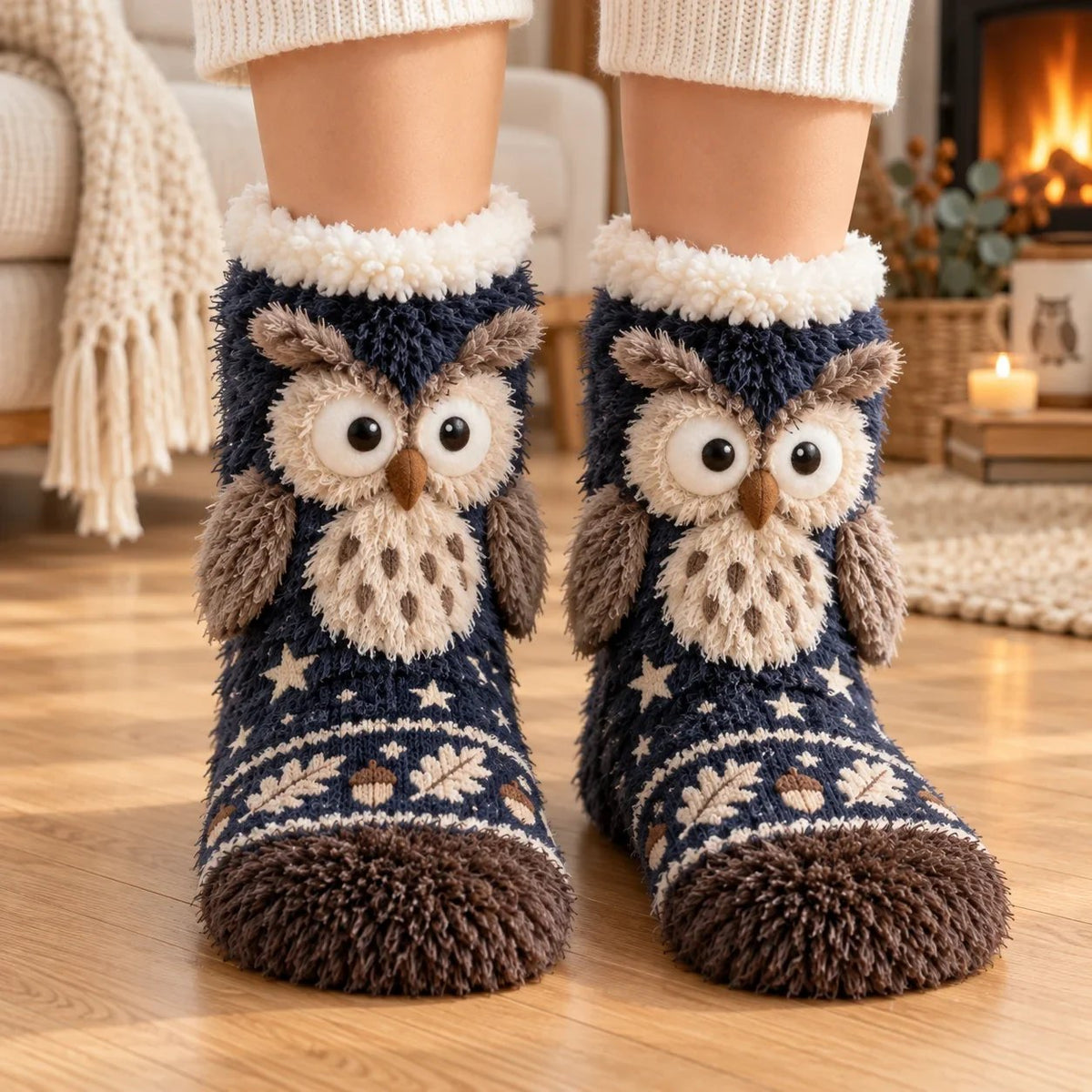 Cute Animal 3D Plush Crew Socks 🦊🐦🦦🦉