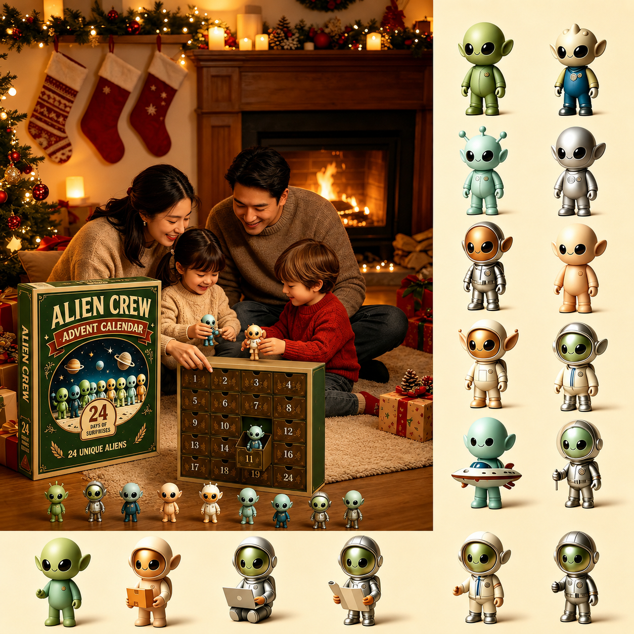 👽🛸Alien Crew Advent Calendar | 24 Unique Mini Alien Figures