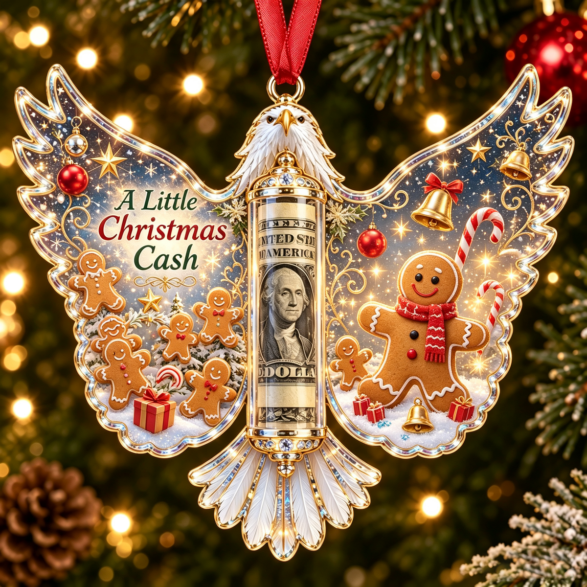 🦅 💵 Christmas Cash Gift Bald Eagle Ornament – Holiday Money Holder Keepsake 🎄 ✨
