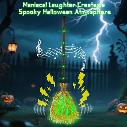 🧙‍♀️🧹Magic Halloween Animated Moving Witch Broom Light‑Sound‑Motion