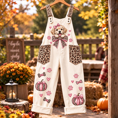 🐶Cute Dog Print Denim Overalls