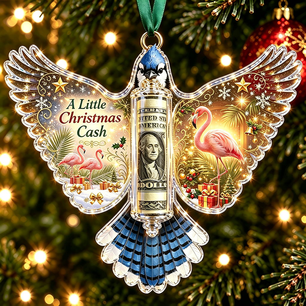 🦜 💵 Christmas Cash Gift Blue Jay Ornament – Holiday Money Holder Keepsake 🎄 ✨