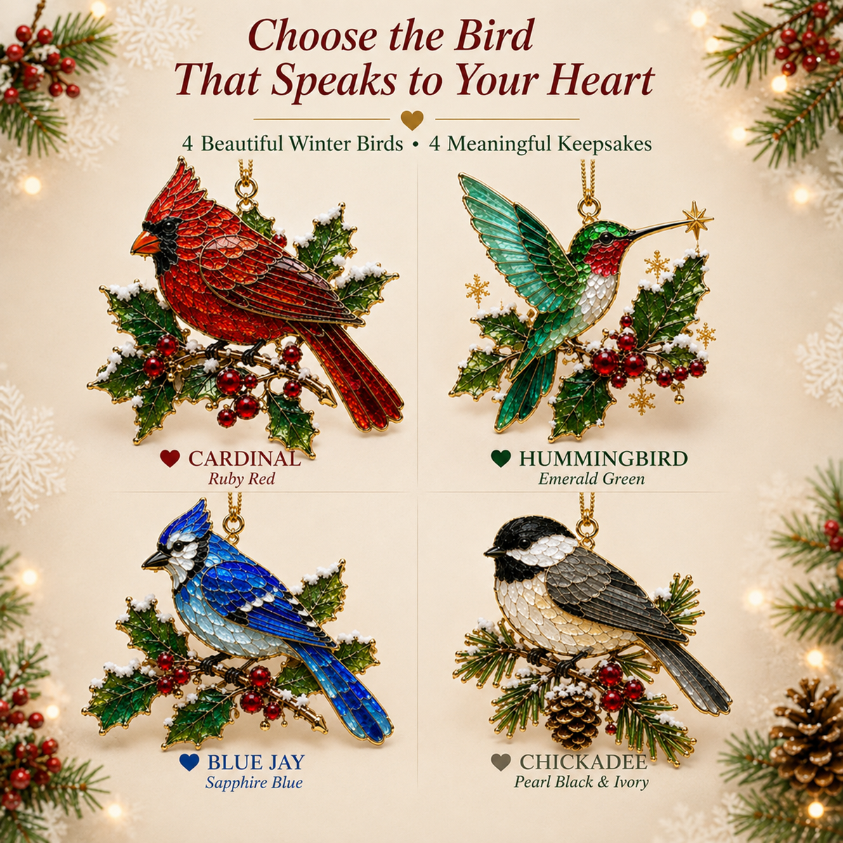 🐦🎄Winter Birds Memorial Christmas Ornaments