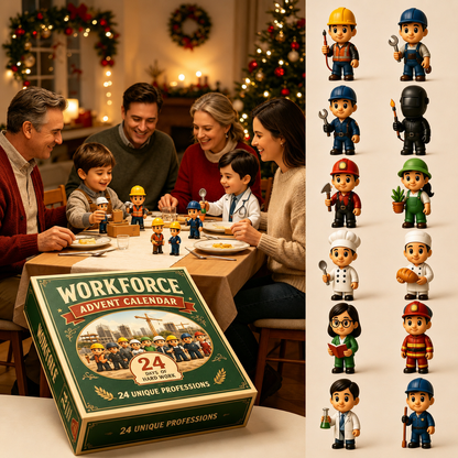 👷‍♂️👨‍🔧Workforce Advent Calendar | 24 Unique Professions Mini Figurines Christmas Gift Box