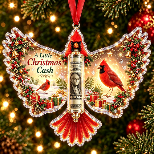 🐦 💵 Christmas Cash Gift Cardinal Ornament – Holiday Money Holder Keepsake 🎄 ✨