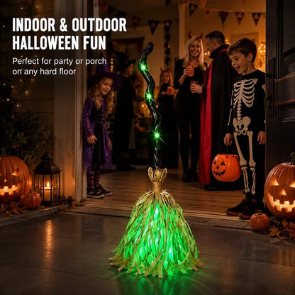 🧙‍♀️Magic Halloween Animated Moving Witch Broom Light‑Sound‑Motion🧹