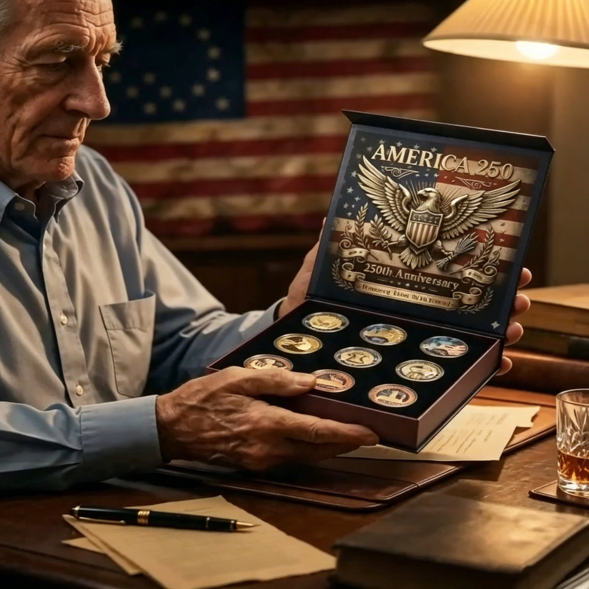 🔥 Last 50pcs 🔥🎁9PCS USA 250th Anniversary Commemorative Coin Gift Set